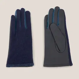 White Stuff Lucie Leather Gloves Dark Navy