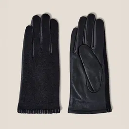 White Stuff Lucie Leather Gloves Pure Black
