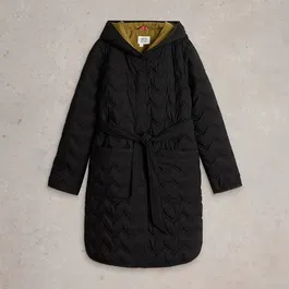 White Stuff Arlet Quilted Coat Pure Black