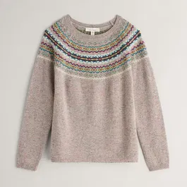 Seasalt Seas Edge Jumper Harlyn Pink Grass Multi