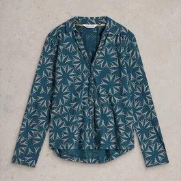 White Stuff Annie Jersey Shirt Teal Multi