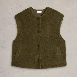 White Stuff Borg Gilet Khaki Green