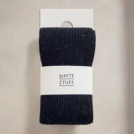 White Stuff Sasha Sparkle Ribbed Tights Dark Navy