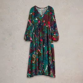White Stuff Izzy Midi Dress Green Print