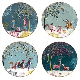 Sara Miller Woodland Tales Collection Set of 4 Plates