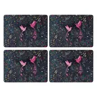 Sara Miller India Collection Set of 4 Placemats Hummingbird Paradise Midnight Blue