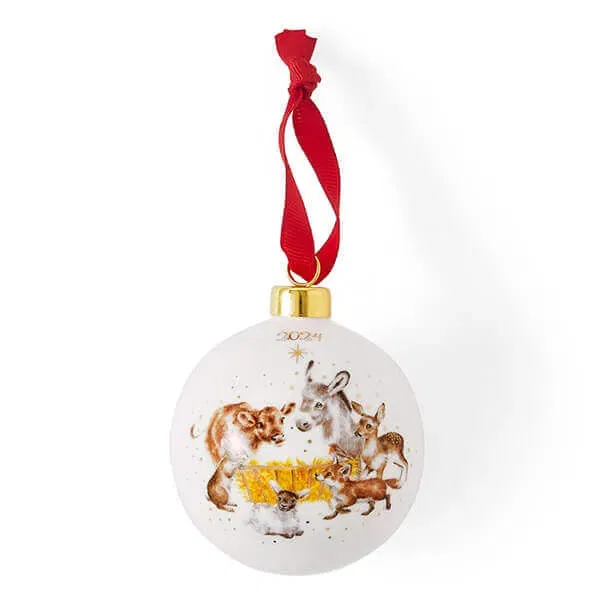 Wrendale Designs 'Away in a Manger' Ceramic Christmas Bauble