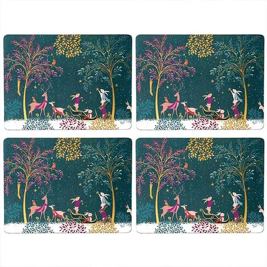 Sara Miller Woodland Tales Collection Set of 4 Large Placemats Deer & Robin