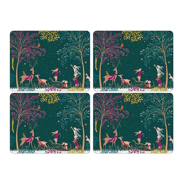 Sara Miller Woodland Tales Collection Set of 4 Placemats Deer & Robin