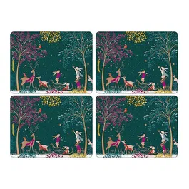 Sara Miller Woodland Tales Collection Set of 4 Placemats Deer & Robin