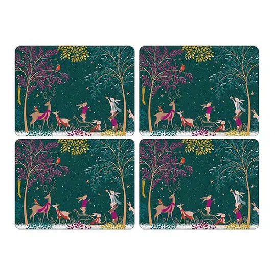Sara Miller Woodland Tales Collection Set of 4 Placemats Deer & Robin