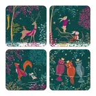 Sara Miller Woodland Tales Collection Set of 4 Coasters Deer & Robin