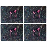 Sara Miller India Collection Set of 4 Large Placemats Hummingbird Paradise Midnight Blue