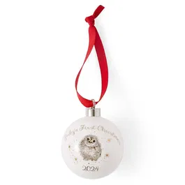 Wrendale Designs 'Baby's First Christmas' Owl Ceramic Christmas Bauble