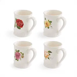 Portmeirion Botanic Roses Embossed Collection Tankards Mixed Mug Set