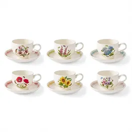 Portmeirion Botanic Garden Meadow Set of 6 Breakfast Teacups & Saucers