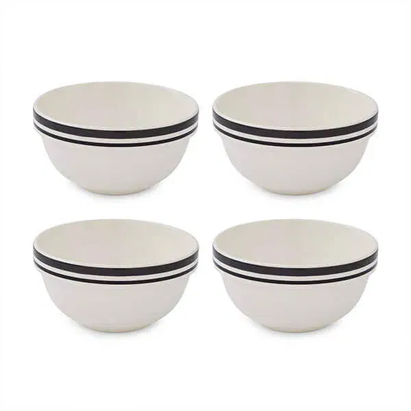 Portmeirion Potters Stripe Set of 4 14cm Stacking Bowls Black