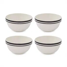 Portmeirion Potters Stripe Set of 4 14cm Stacking Bowls Black
