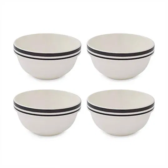 Portmeirion Potters Stripe Set of 4 14cm Stacking Bowls Black