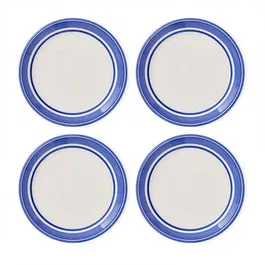Portmeirion Potters Stripe Set of 4 13cm Bread Plates Blue