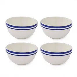 Portmeirion Potters Stripe Set of 4 12.5cm Stacking Bowls Blue