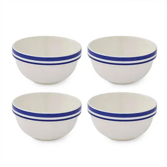 Portmeirion Potters Stripe Set of 4 12.5cm Stacking Bowls Blue