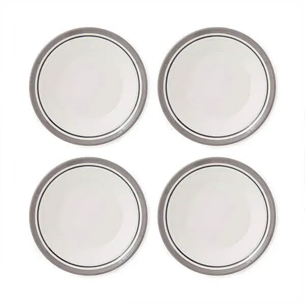 Portmeirion Potters Stripe Set of 4 Soup Plates Grey