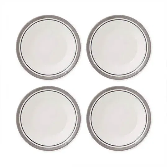 Portmeirion Potters Stripe Set of 4 Soup Plates Grey