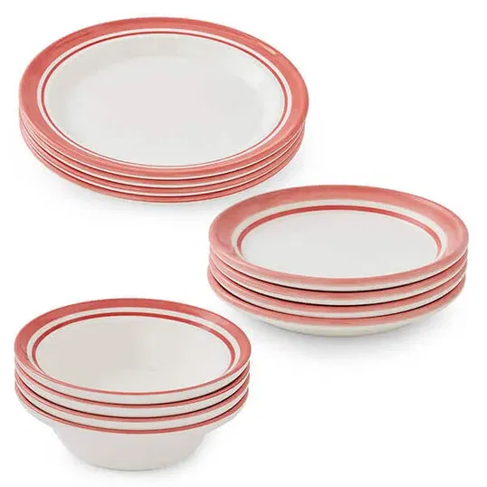 Portmeirion Potters Stripe 12 Piece Set Red