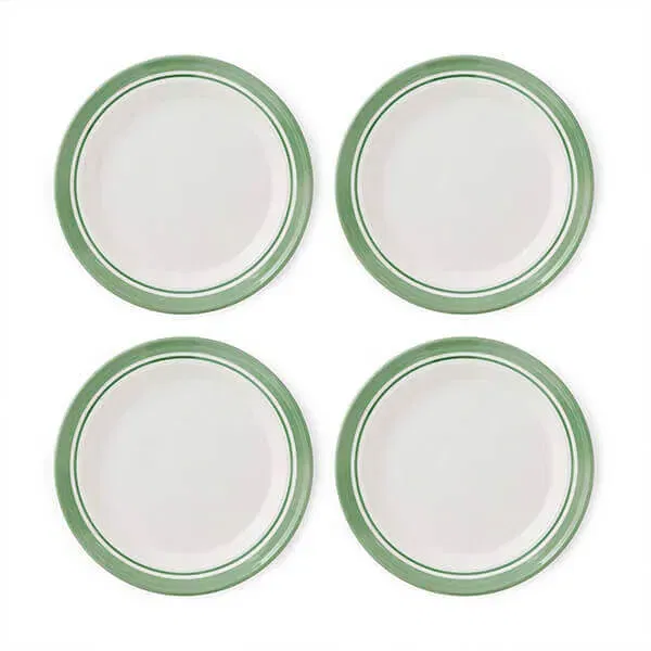 Portmeirion Potters Stripe Set of 4 25cm Plates Green