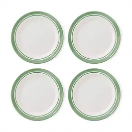 Portmeirion Potters Stripe Set of 4 25cm Plates Green