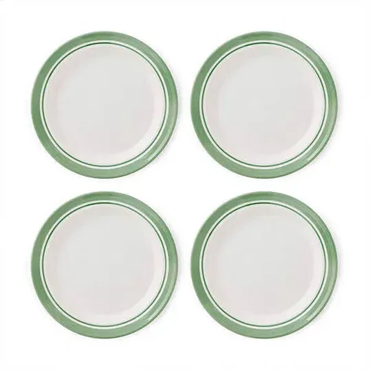 Portmeirion Potters Stripe Set of 4 25cm Plates Green