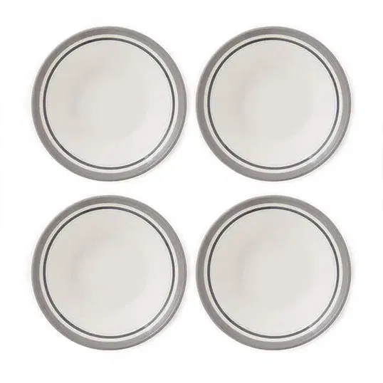Portmeirion Potters Stripe Set of 4 Oatmeal Bowls Grey