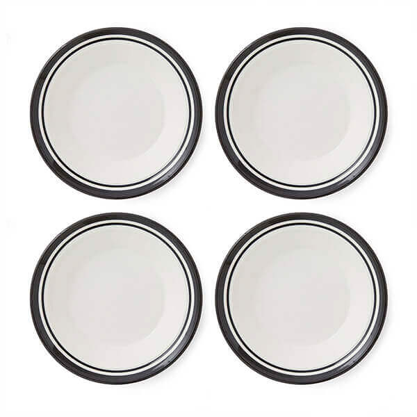 Portmeirion Potters Stripe Set of 4 Soup Plates Black