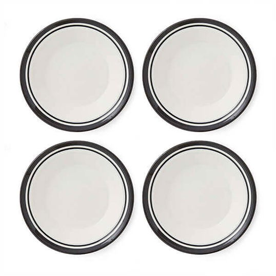 Portmeirion Potters Stripe Set of 4 Soup Plates Black