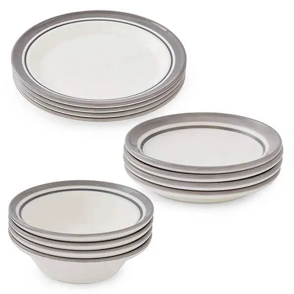 Portmeirion Potters Stripe 12 Piece Set Grey