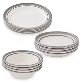 Portmeirion Potters Stripe 12 Piece Set Grey