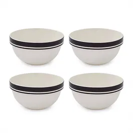 Portmeirion Potters Stripe Set of 4 17.7cm Stacking Bowls Black