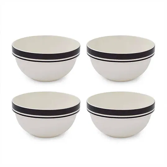 Portmeirion Potters Stripe Set of 4 17.7cm Stacking Bowls Black