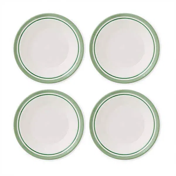 Portmeirion Potters Stripe Set of 4 Soup Plates Green