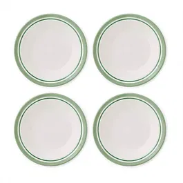 Portmeirion Potters Stripe Set of 4 Soup Plates Green