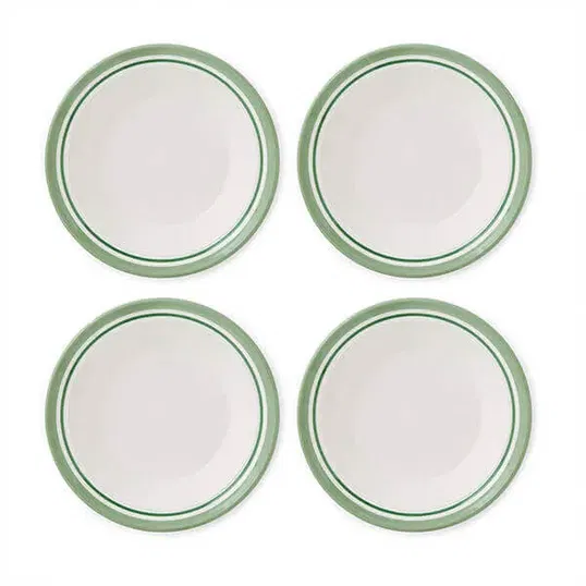 Portmeirion Potters Stripe Set of 4 Soup Plates Green