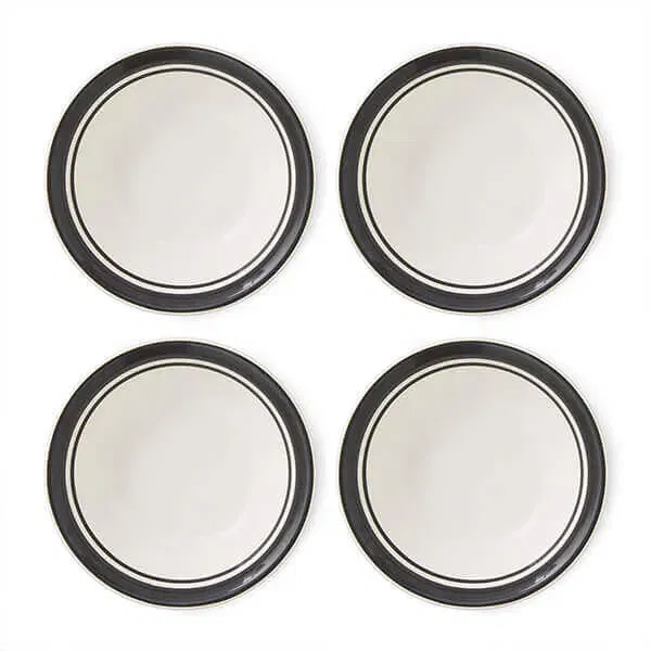 Portmeirion Potters Stripe Set of 4 13cm Bowls Black