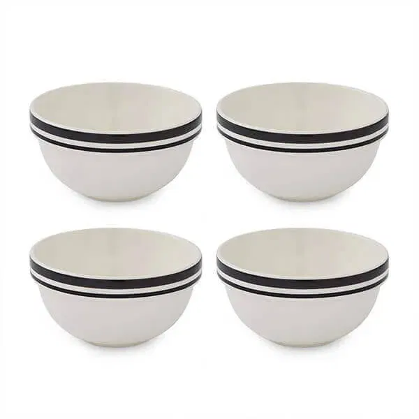Portmeirion Potters Stripe Set of 4 12.7cm Stacking Bowls Black