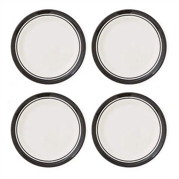 Portmeirion Potters Stripe Set of 4 25.4cm Plates Black