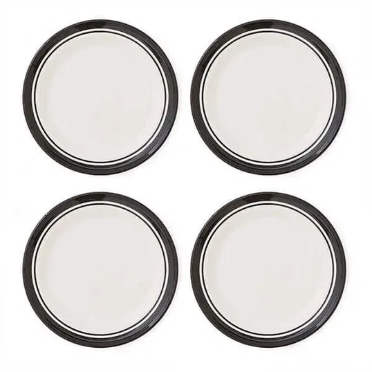 Portmeirion Potters Stripe Set of 4 25.4cm Plates Black