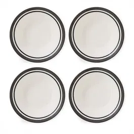 Portmeirion Potters Stripe Set of 4 Oatmeal Bowls Black