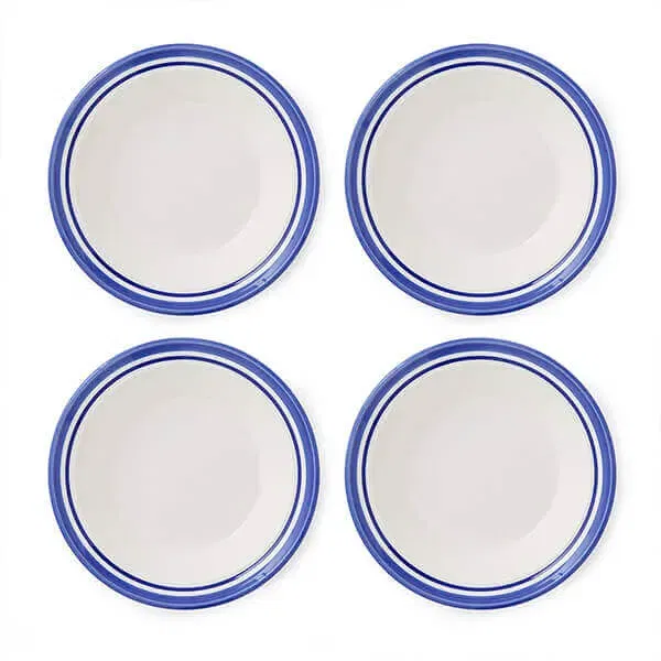 Portmeirion Potters Stripe Set of 4 Soup Plates Blue