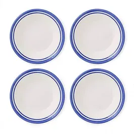 Portmeirion Potters Stripe Set of 4 Soup Plates Blue