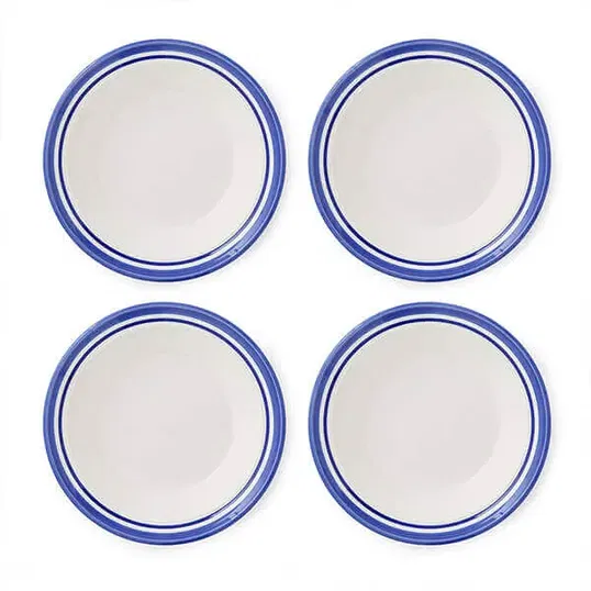 Portmeirion Potters Stripe Set of 4 Soup Plates Blue